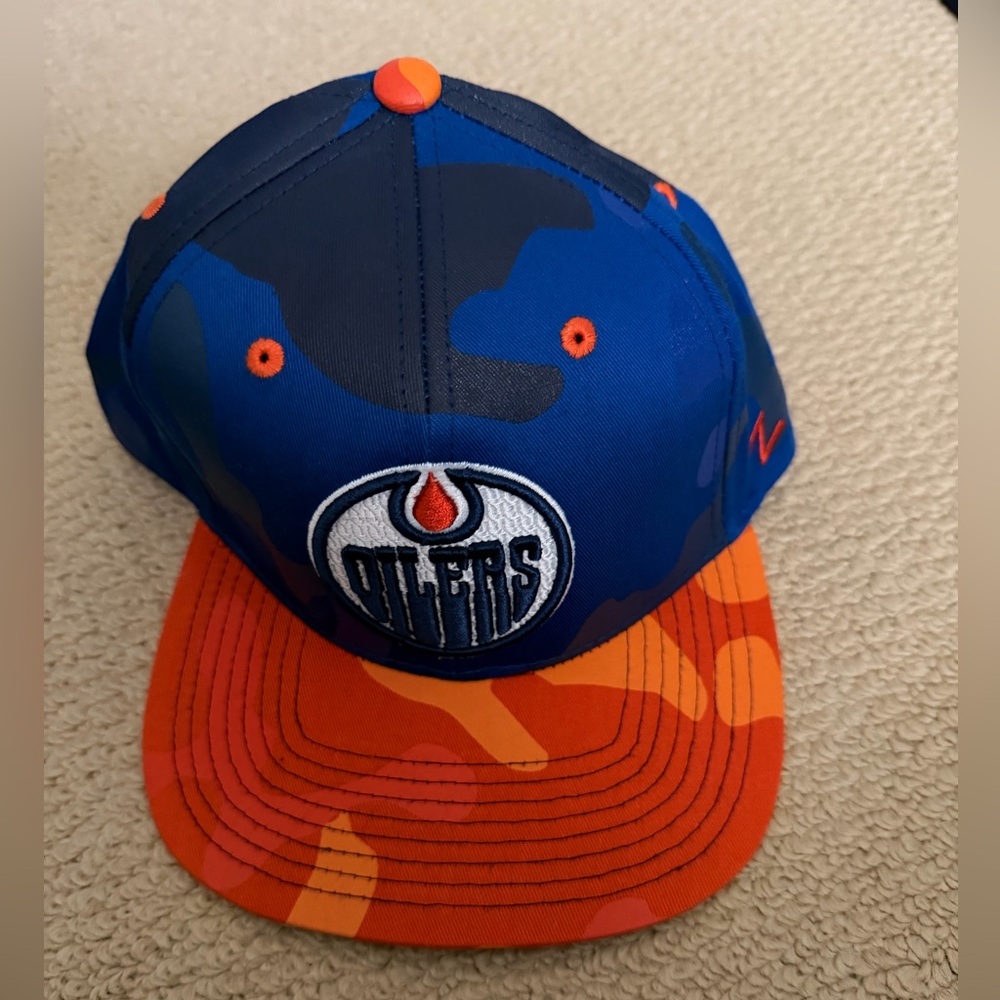 Edmonton Oilers Blue and Orange Snapback Cap